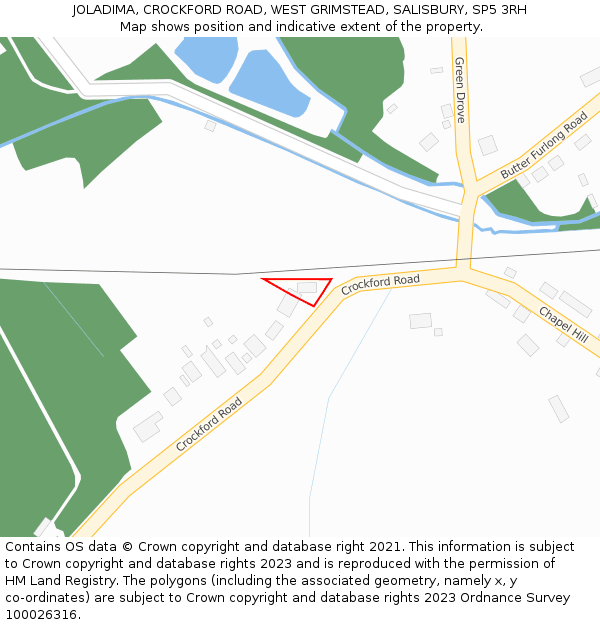 JOLADIMA, CROCKFORD ROAD, WEST GRIMSTEAD, SALISBURY, SP5 3RH: Location map and indicative extent of plot