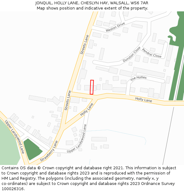 JONQUIL, HOLLY LANE, CHESLYN HAY, WALSALL, WS6 7AR: Location map and indicative extent of plot