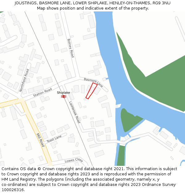 JOUSTINGS, BASMORE LANE, LOWER SHIPLAKE, HENLEY-ON-THAMES, RG9 3NU: Location map and indicative extent of plot
