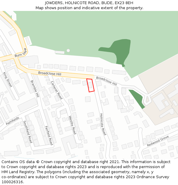 JOWDERS, HOLNICOTE ROAD, BUDE, EX23 8EH: Location map and indicative extent of plot