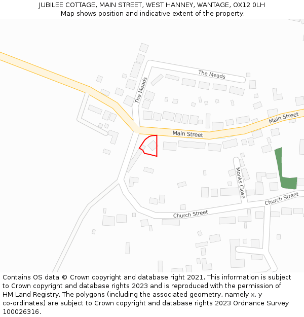 JUBILEE COTTAGE, MAIN STREET, WEST HANNEY, WANTAGE, OX12 0LH: Location map and indicative extent of plot