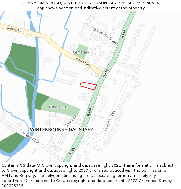 JULIANA, MAIN ROAD, WINTERBOURNE DAUNTSEY, SALISBURY, SP4 6EW: Location map and indicative extent of plot