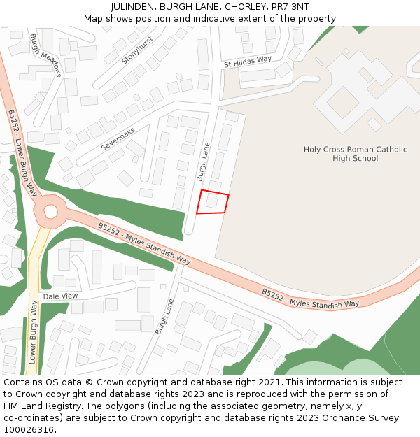 JULINDEN, BURGH LANE, CHORLEY, PR7 3NT: Location map and indicative extent of plot