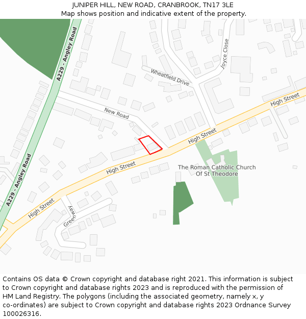 JUNIPER HILL, NEW ROAD, CRANBROOK, TN17 3LE: Location map and indicative extent of plot