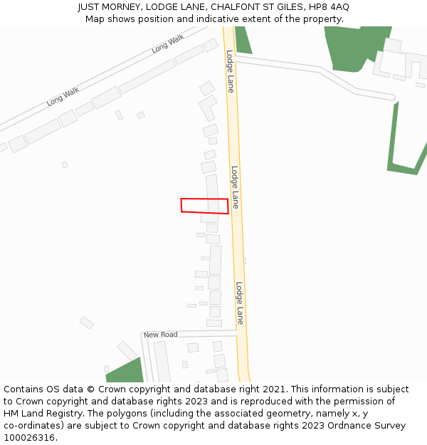 JUST MORNEY, LODGE LANE, CHALFONT ST GILES, HP8 4AQ: Location map and indicative extent of plot