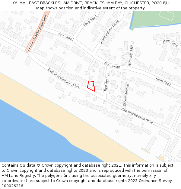 KALAMI, EAST BRACKLESHAM DRIVE, BRACKLESHAM BAY, CHICHESTER, PO20 8JH: Location map and indicative extent of plot