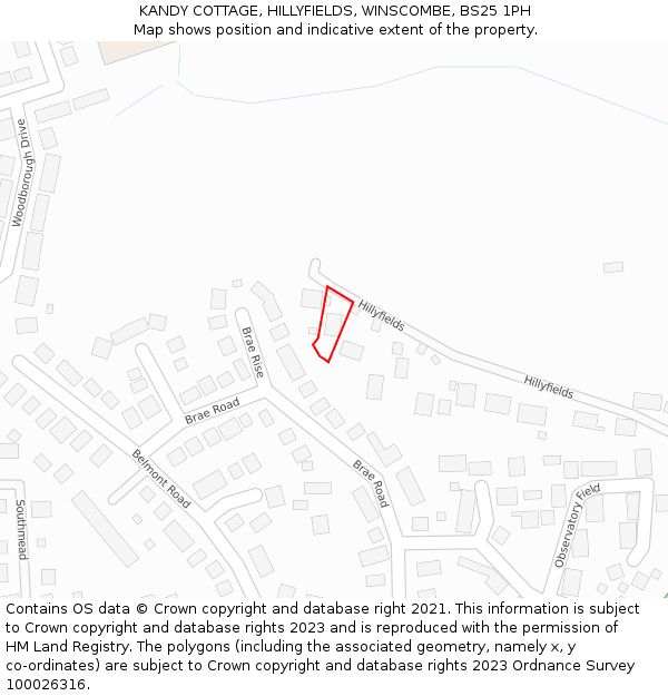 KANDY COTTAGE, HILLYFIELDS, WINSCOMBE, BS25 1PH: Location map and indicative extent of plot