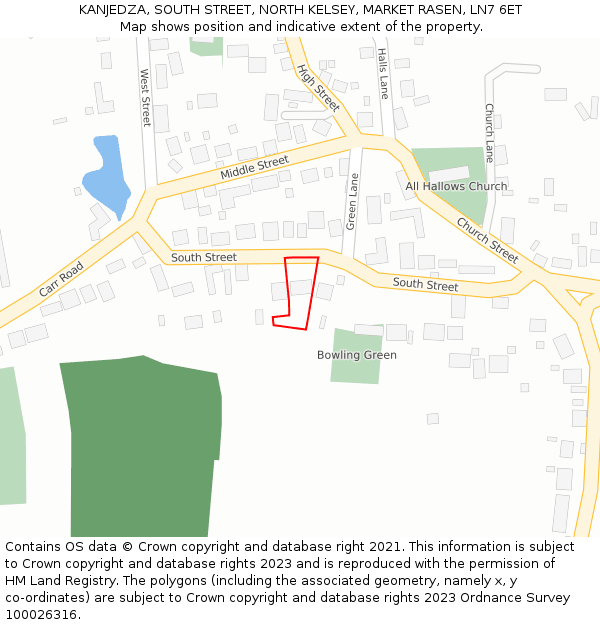 KANJEDZA, SOUTH STREET, NORTH KELSEY, MARKET RASEN, LN7 6ET: Location map and indicative extent of plot