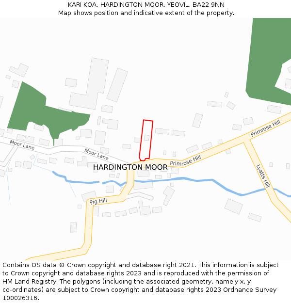 KARI KOA, HARDINGTON MOOR, YEOVIL, BA22 9NN: Location map and indicative extent of plot