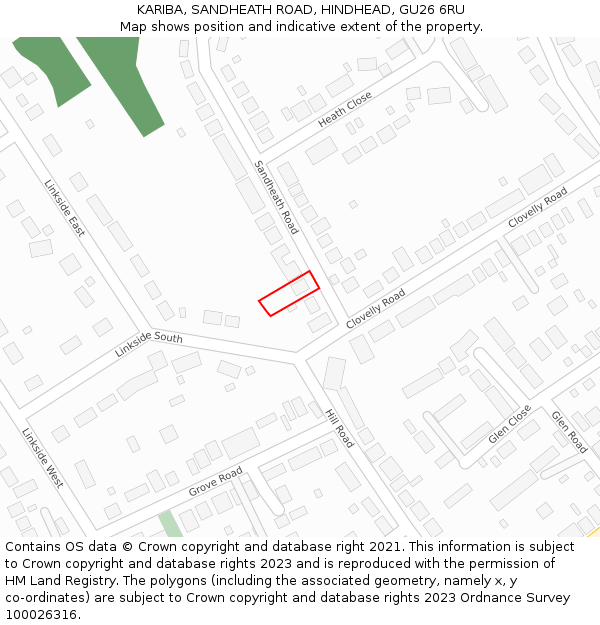 KARIBA, SANDHEATH ROAD, HINDHEAD, GU26 6RU: Location map and indicative extent of plot