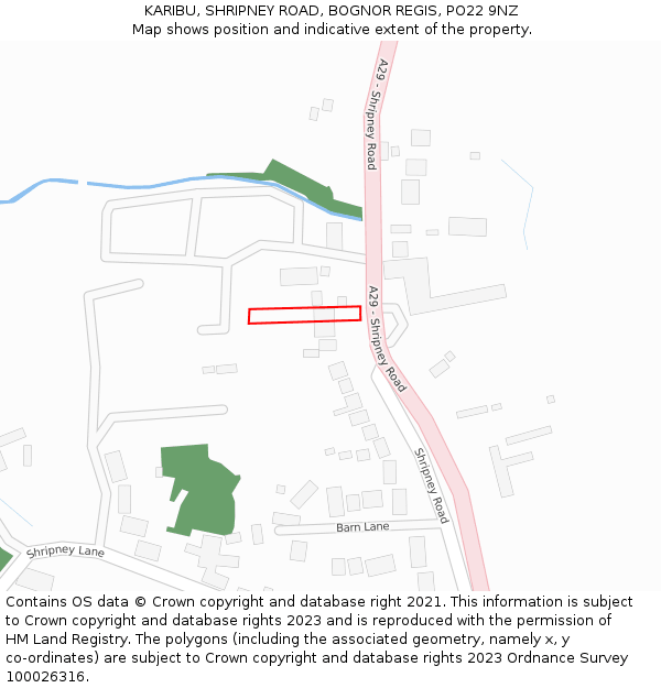 KARIBU, SHRIPNEY ROAD, BOGNOR REGIS, PO22 9NZ: Location map and indicative extent of plot