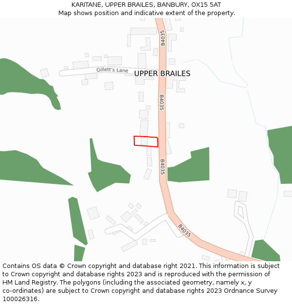 KARITANE, UPPER BRAILES, BANBURY, OX15 5AT: Location map and indicative extent of plot