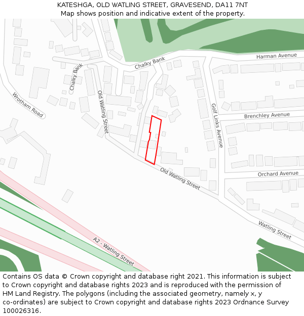 KATESHGA, OLD WATLING STREET, GRAVESEND, DA11 7NT: Location map and indicative extent of plot