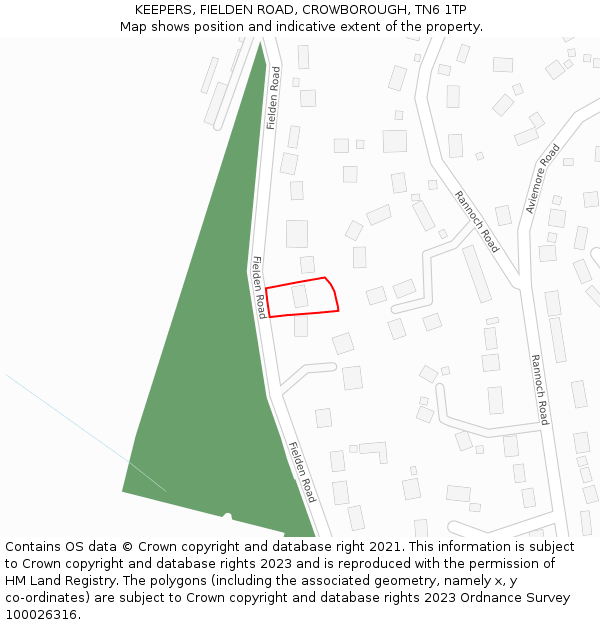 KEEPERS, FIELDEN ROAD, CROWBOROUGH, TN6 1TP: Location map and indicative extent of plot