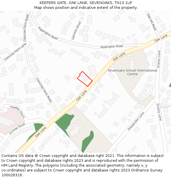 KEEPERS GATE, OAK LANE, SEVENOAKS, TN13 1UF: Location map and indicative extent of plot