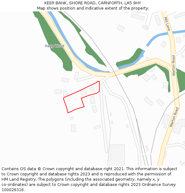 KEER BANK, SHORE ROAD, CARNFORTH, LA5 9HY: Location map and indicative extent of plot