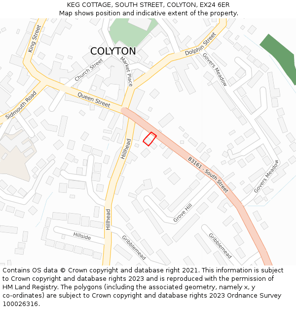 KEG COTTAGE, SOUTH STREET, COLYTON, EX24 6ER: Location map and indicative extent of plot