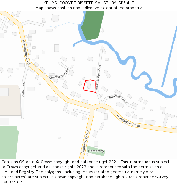 KELLYS, COOMBE BISSETT, SALISBURY, SP5 4LZ: Location map and indicative extent of plot