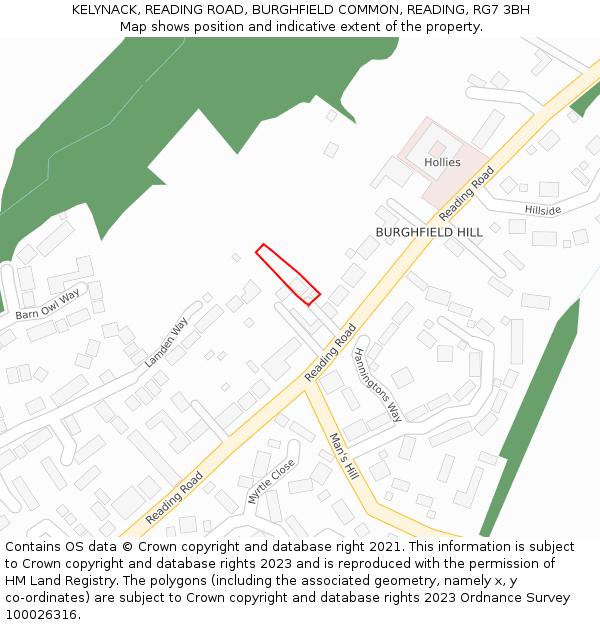 KELYNACK, READING ROAD, BURGHFIELD COMMON, READING, RG7 3BH: Location map and indicative extent of plot