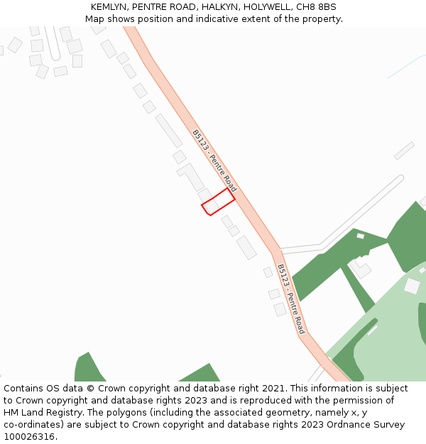 KEMLYN, PENTRE ROAD, HALKYN, HOLYWELL, CH8 8BS: Location map and indicative extent of plot