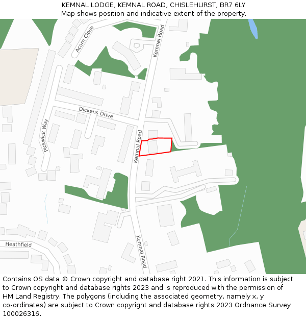 KEMNAL LODGE, KEMNAL ROAD, CHISLEHURST, BR7 6LY: Location map and indicative extent of plot