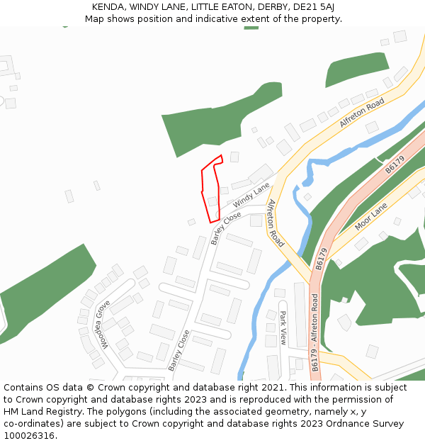 KENDA, WINDY LANE, LITTLE EATON, DERBY, DE21 5AJ: Location map and indicative extent of plot