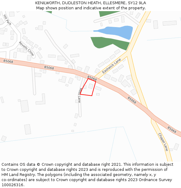 KENILWORTH, DUDLESTON HEATH, ELLESMERE, SY12 9LA: Location map and indicative extent of plot