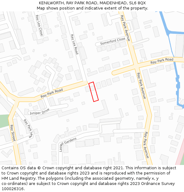 KENILWORTH, RAY PARK ROAD, MAIDENHEAD, SL6 8QX: Location map and indicative extent of plot