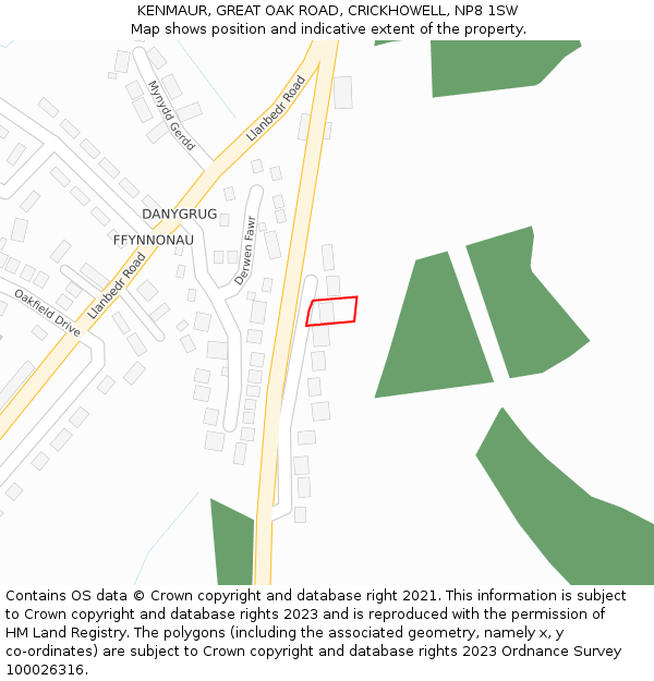 KENMAUR, GREAT OAK ROAD, CRICKHOWELL, NP8 1SW: Location map and indicative extent of plot