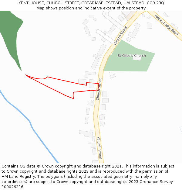 KENT HOUSE, CHURCH STREET, GREAT MAPLESTEAD, HALSTEAD, CO9 2RQ: Location map and indicative extent of plot
