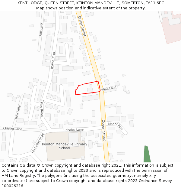 KENT LODGE, QUEEN STREET, KEINTON MANDEVILLE, SOMERTON, TA11 6EG: Location map and indicative extent of plot