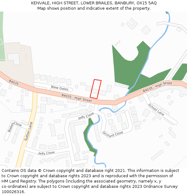 KENVALE, HIGH STREET, LOWER BRAILES, BANBURY, OX15 5AQ: Location map and indicative extent of plot