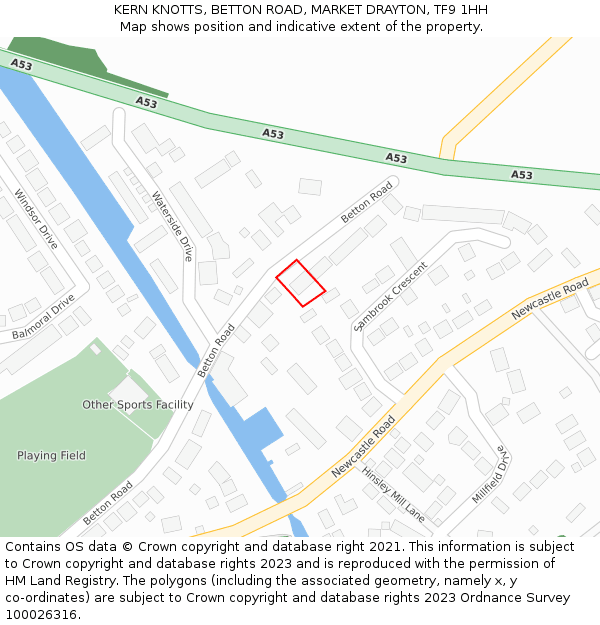 KERN KNOTTS, BETTON ROAD, MARKET DRAYTON, TF9 1HH: Location map and indicative extent of plot