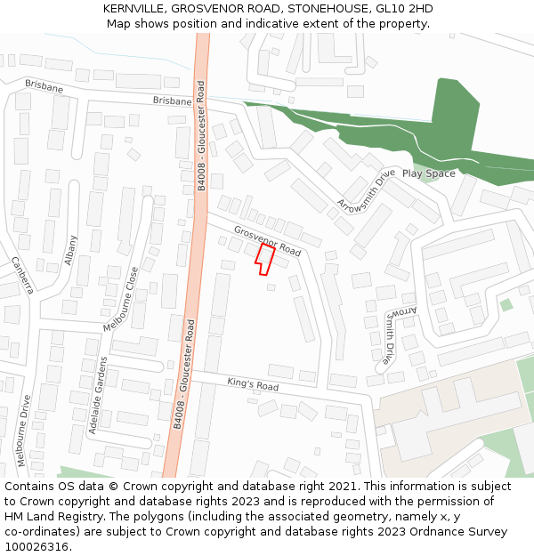 KERNVILLE, GROSVENOR ROAD, STONEHOUSE, GL10 2HD: Location map and indicative extent of plot