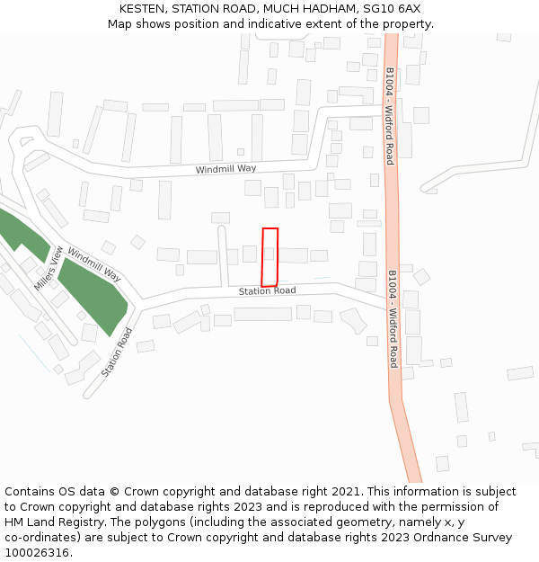 KESTEN, STATION ROAD, MUCH HADHAM, SG10 6AX: Location map and indicative extent of plot