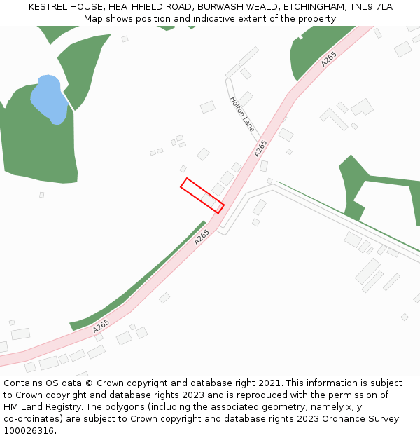 KESTREL HOUSE, HEATHFIELD ROAD, BURWASH WEALD, ETCHINGHAM, TN19 7LA: Location map and indicative extent of plot