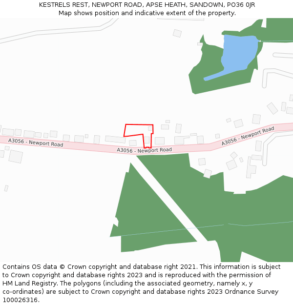 KESTRELS REST, NEWPORT ROAD, APSE HEATH, SANDOWN, PO36 0JR: Location map and indicative extent of plot