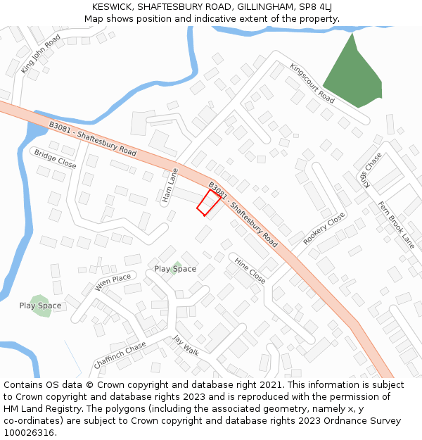 KESWICK, SHAFTESBURY ROAD, GILLINGHAM, SP8 4LJ: Location map and indicative extent of plot