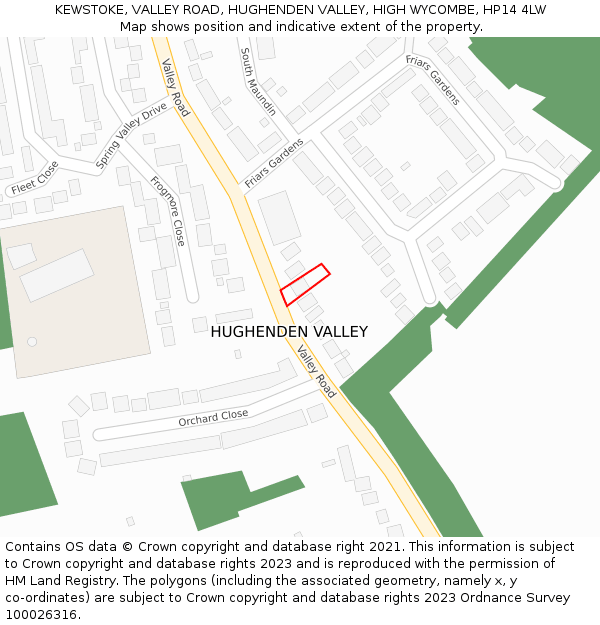 KEWSTOKE, VALLEY ROAD, HUGHENDEN VALLEY, HIGH WYCOMBE, HP14 4LW: Location map and indicative extent of plot