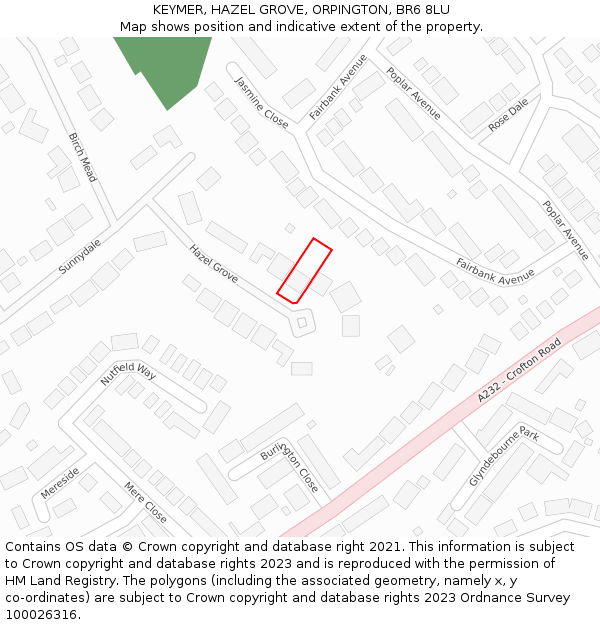 KEYMER, HAZEL GROVE, ORPINGTON, BR6 8LU: Location map and indicative extent of plot