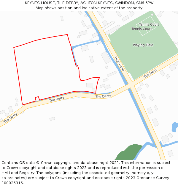 KEYNES HOUSE, THE DERRY, ASHTON KEYNES, SWINDON, SN6 6PW: Location map and indicative extent of plot