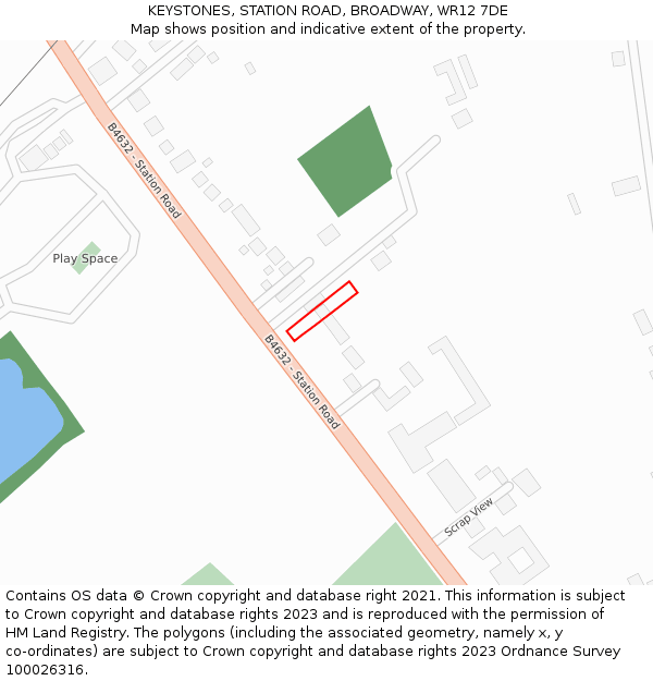 KEYSTONES, STATION ROAD, BROADWAY, WR12 7DE: Location map and indicative extent of plot