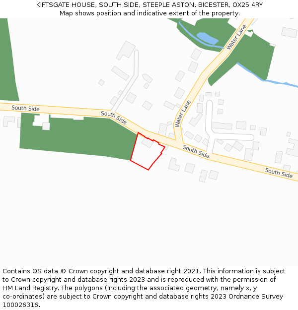 KIFTSGATE HOUSE, SOUTH SIDE, STEEPLE ASTON, BICESTER, OX25 4RY: Location map and indicative extent of plot