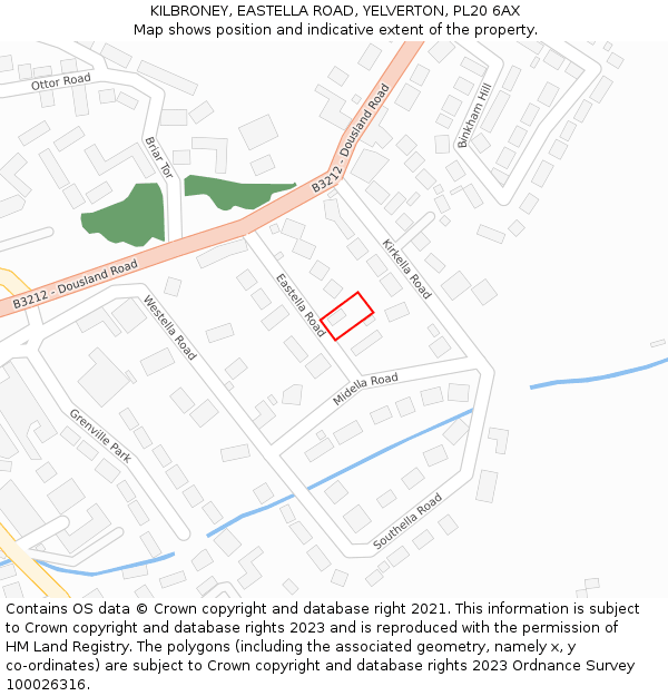 KILBRONEY, EASTELLA ROAD, YELVERTON, PL20 6AX: Location map and indicative extent of plot