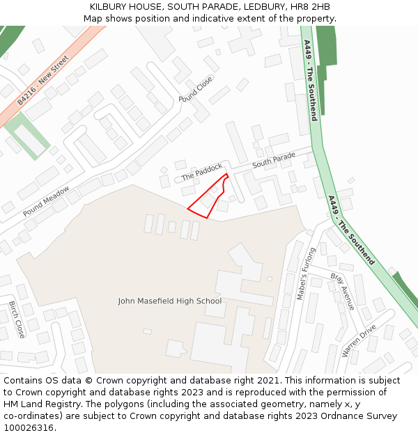KILBURY HOUSE, SOUTH PARADE, LEDBURY, HR8 2HB: Location map and indicative extent of plot