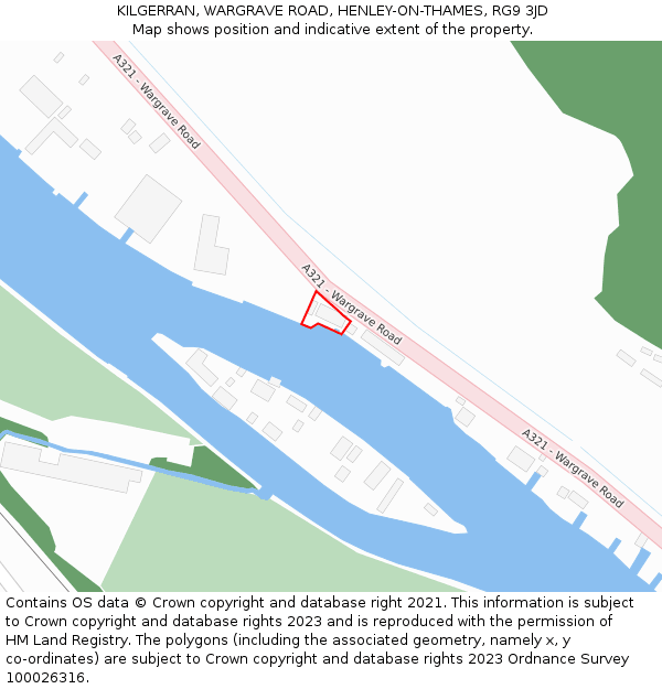 KILGERRAN, WARGRAVE ROAD, HENLEY-ON-THAMES, RG9 3JD: Location map and indicative extent of plot