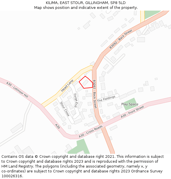 KILIMA, EAST STOUR, GILLINGHAM, SP8 5LD: Location map and indicative extent of plot