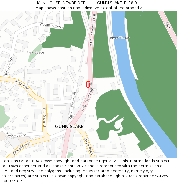 KILN HOUSE, NEWBRIDGE HILL, GUNNISLAKE, PL18 9JH: Location map and indicative extent of plot