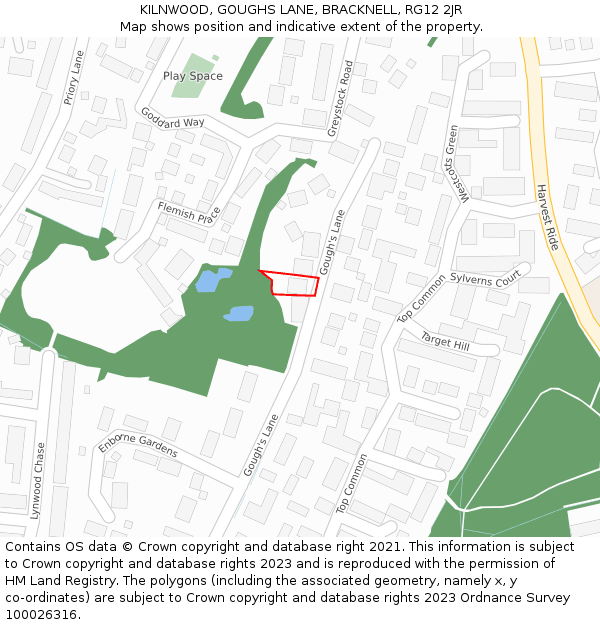 KILNWOOD, GOUGHS LANE, BRACKNELL, RG12 2JR: Location map and indicative extent of plot