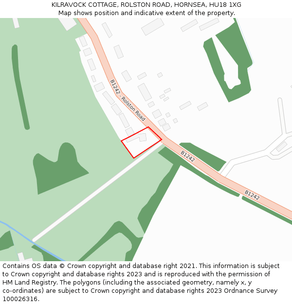 KILRAVOCK COTTAGE, ROLSTON ROAD, HORNSEA, HU18 1XG: Location map and indicative extent of plot